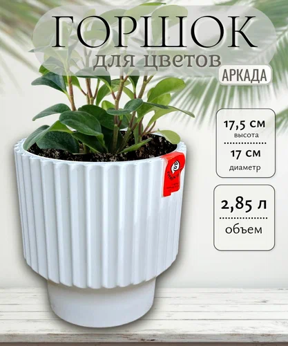 Кашпо Аркада d17; h15,5см 2,85л с вкладкой Белый